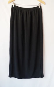 Vintage Ann May Sueded Silk Wrap Front Pull On Maxi Skirt Lined Black M - Picture 1 of 5