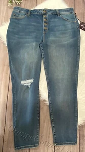 Women' Plus size High-Rise Distressed skinny Jeans Ava & Viv Pants 20W 22W 26W - Picture 1 of 12