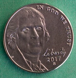 2017 S Jefferson Nickel 5 Cents Enhanced Uncirculated 225th Anniversary US 5c - Picture 1 of 4