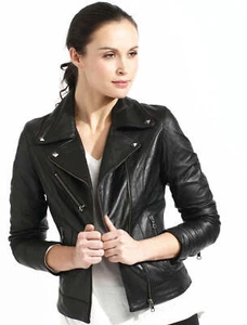 Womens Leather Motorcycle New Jacket Genuine Lambskin Women Biker Coat S M 139 - Picture 1 of 2