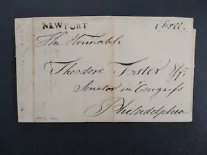 Rhode Island: Newport 1792 Stempelloser Einband, schwarze gerade Linie nach Phila Senator - Bild 1 von 3