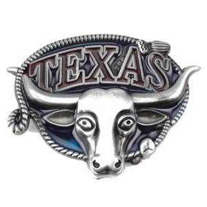 Texas Bull Longhorn Men's Belt Buckle Western Cowboy Motorcyclist (CW-04-C) - Picture 1 of 2