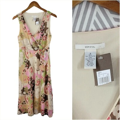 New Merona Dress Size 8 Floral Layered Wrap tie Surplice sundress Evening  - Image 1 of 4