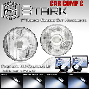 H6024 Head Light Glass Housing Lamp Classic Conversion Chrome 7" Round HID (C)