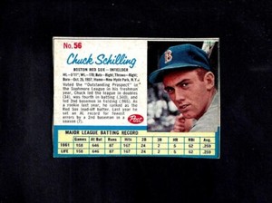 1962 POST #56 CHUCK SCHILLING-4--RED SOX--NO CREASES--EX/MT