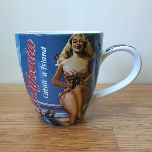 16 Oz California Catalina Island Coffee Mug Tea Cup Souvenir Retro Bathing Suits