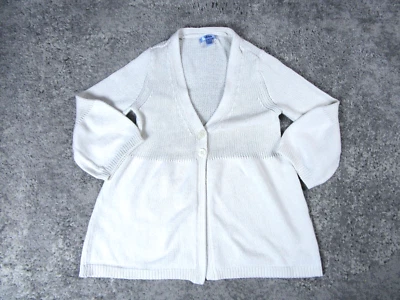 Cárdigan de punto Izod para mujer pequeño blanco manga larga prendas exteriores top relajado* Foto 1 de 4