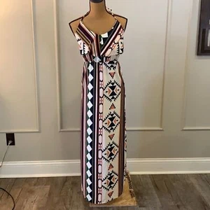 Women's Small Namu Aztec Maxi Dress Long Keyhole Halter Top Size Small - Picture 1 of 8