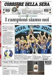 Corriere Della Sera 12 luglio 2021 ITALIA CAMPIONE D'EUROPA EURO 2020 12/07/21 - Foto 1 di 1