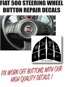 Se adapta a FIAT 500 Volante Botón Restaurar Calcomanías Pelar Usado Botón Fijar - Imagen 1 de 2