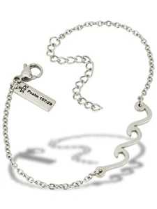 Women's Stainless Steel Wave Bracelet - Psalm 107:29 Shields of Strength - Picture 1 of 4