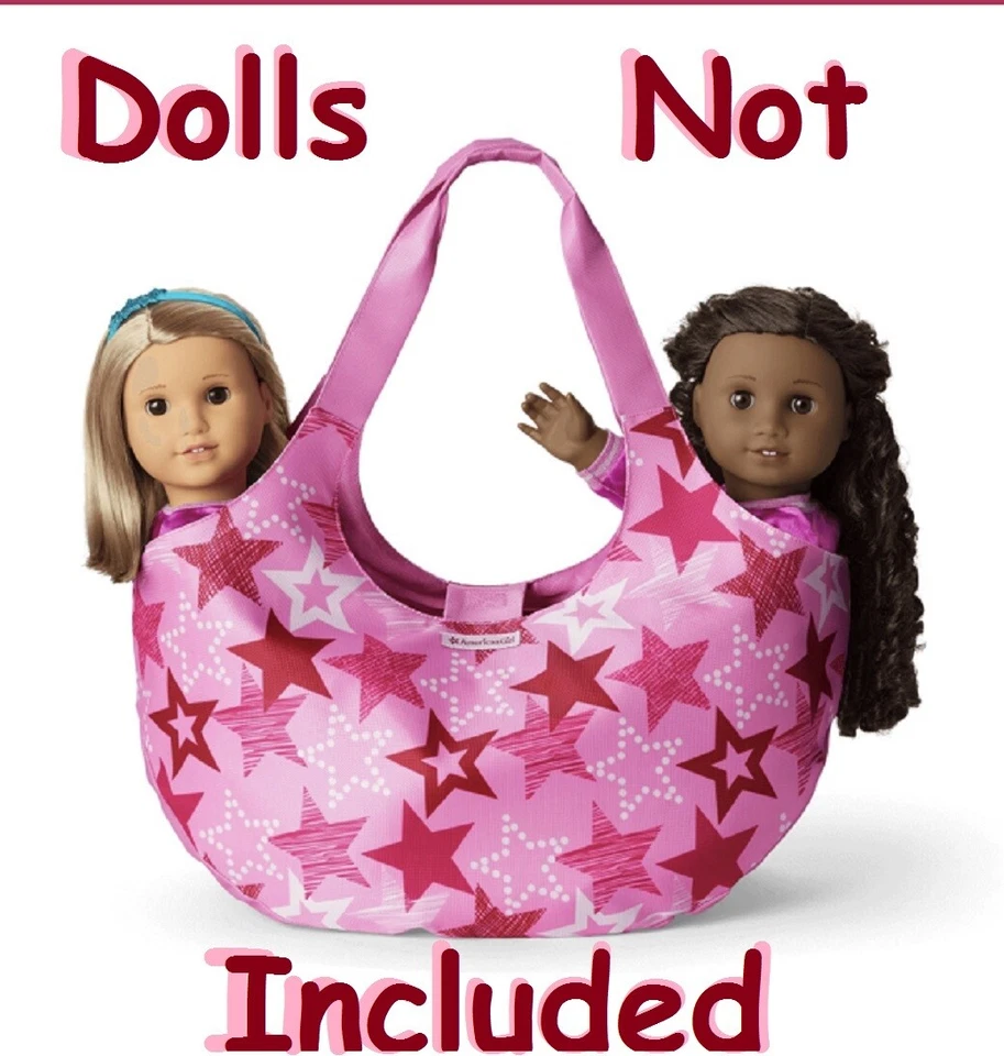 American Girl Tote 2 Doll Carry Bag for Two Dolls Clothes Shoes Accessories Pink