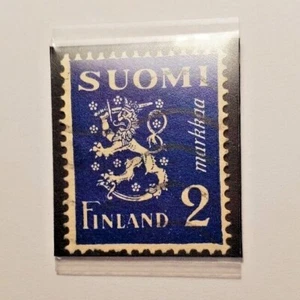 Finlandia 1930 Color índigo 2 m. Sello de franqueo edición león usado con matasellos ligeros - Imagen 1 de 3