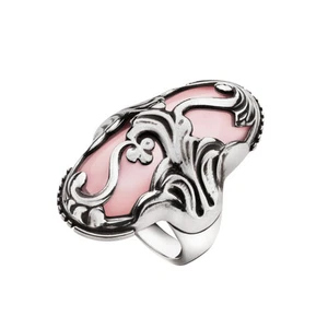 Georg Jensen Silver Ring w/ Rose Quartz Ring - MOONLIGHT BLOSSOM #18 - Picture 1 of 1