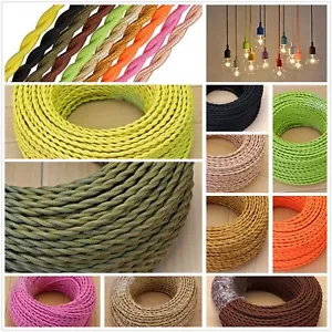 Vintage Color Fabric Cable Wire 2 Core Twisted Electric Light Lamp 5 Pack Cable - Picture 1 of 114