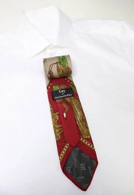 GUY LAROCHE Paris Tie Men's One Size 100% Silk Pointed Hand Made Patterned - image 1 of 4