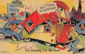 "Camping Daze" RAY WALTERS Trailer Comics c1940s Linen Vintage Postcard - Picture 1 of 2