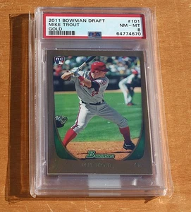 MIKE TROUT ROOKIE: 2011 BOWMAN DRAFT GOLD #101 NEAR MINT-MINT PSA 8 - Picture 1 of 2