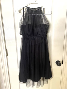 WTOO schwarzes Kleid Größe 10 trägerlos mit ärmellosem Tüll-Overlay knielang - Bild 1 von 5