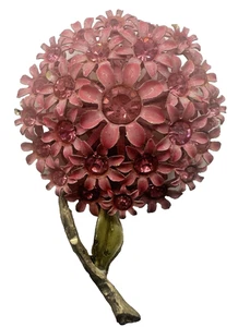 Spilla fiori smaltati strass fiori rosa vintage anni 50 - Foto 1 di 5