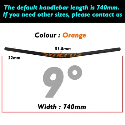 Syncros Carbon Fiber MTB Bicycle Handlebar 9 Degree 31.8mm Length 740mm - Image 1 of 4