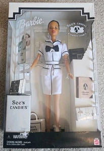 Vintage 1999 Mattel See's Candies Barbie "A Happy Habit" Salesperson Doll New - Picture 1 of 5