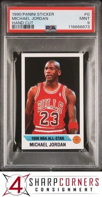 Pegatina Panini 1990 corte a mano #G Michael Jordan Bulls Hof PSA 9 Foto 1 de 2