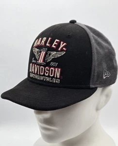 Harley Davidson 59Fifty New Era Fitted Hat 7½ Black Red Wings American Logo - Picture 1 of 20