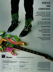 vtg 80s 90s IBANEZ STEVE VAI JEM MAGAZINE PRINT AD Guitar 777 Contest PINUP PAGE - Picture 1 of 1