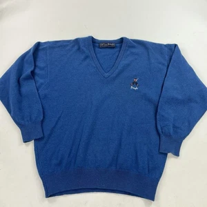 Pringle 100% Wolle V-Ausschnitt Pullover Sweater Gr. Small Golf Made Scotland Blau - Bild 1 von 9