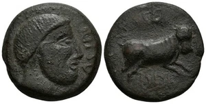 ASIDO. As. 50 a.C. Medina Sidonia (Cádiz). A/ Cabeza masculina a derecha, delan - Imagen 1 de 1