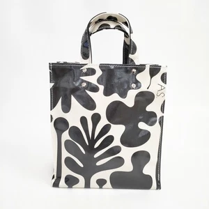 TEMBEA New PAPER TOTE S ANDREAS PVC Tote Bag Black White 5-0809G◎ - Picture 1 of 5