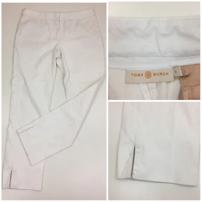 TORY BURCH White Slit Hem Cotton Blend Jeans Womens sz 4 - Image 1 of 4