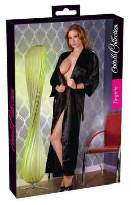 Kimono schwarz S/M - 2XL/3XL  Sexy Dessous Nachtwäsche Frauen Woman Black - Bild 1 von 4