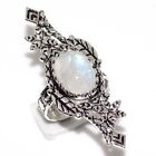 925 Silver Plated-rainbow Moonstone Ethnic Antique Ring Jewelry Us Size-9 Au A22