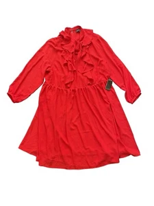 Eloquii Long Sleeve Red Tie Neck Midi Dress Size 26 - NWT - CHIFFON / SHEER ✅ - Picture 1 of 3