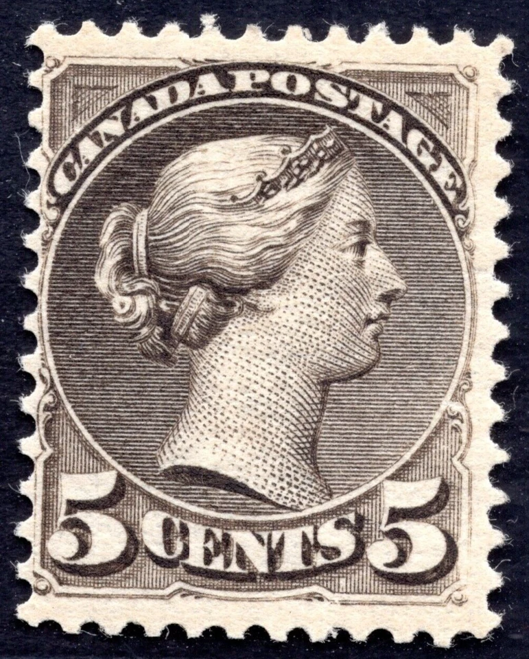 CANADA 1888 SCOTT #42 QUEEN VICTORIA 5c GRAY PERF. 12 MINT NEVER HINGED - Image 1 of 2