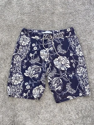 Vintage Tommy Hilfiger Swim Trunks Size 32 Inseam 10" Floral Blue  - Image 1 of 4