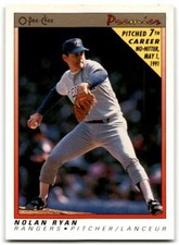 1991 O-Pee-Chee Premier #102 Nolan Ryan Texas Rangers Baseball Card ID:20791