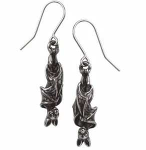 Awaiting The Eventide Droppers, Earrings Bats Gothic Nocturnal, Alchemy England - Picture 1 of 4