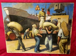 Tableau de Jean Tognetti:Les Dockers ( Marseille) - Picture 1 of 9