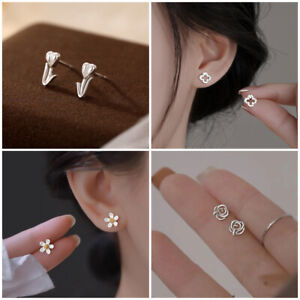 925 Sterling Silver Cute Flower Small Stud Earrings Women Girl Jewellery Gift UK