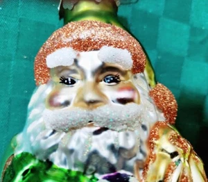 Vintage 1970's Santa Father Christmas Ornament Blown Glass 7” FREE SHIP - Picture 1 of 3