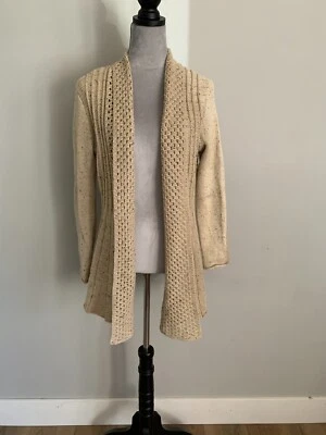 Cardigã Studio Works Feminino Comprimento Médio Malha Frente Aberta Suéter Bronzeado Tamanho Pequeno - Imagem 1 de 4