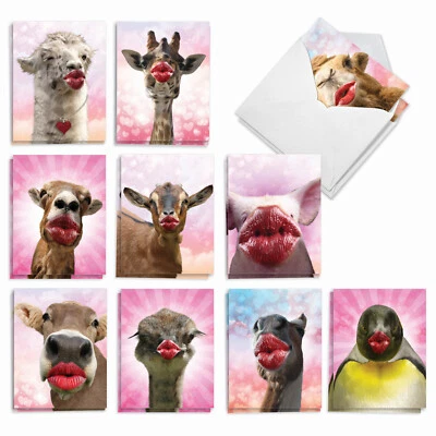 20 tarjetas de San Valentín (10 diseños, 2 Ea) - besos de animales salvajes AM9280VDG-B2x10 Foto 1 de 4