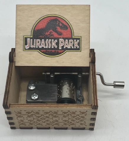 Jurassic Park Carved Wooden Hand Crank Music Box Cover