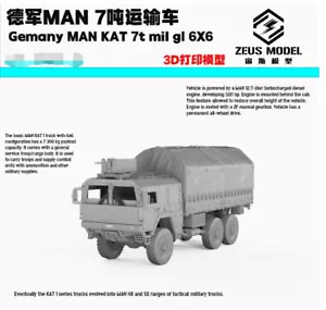 1/87 German MAN KAT 7T Military Truck With Roof Model Kit 3D Printed - Picture 1 of 5