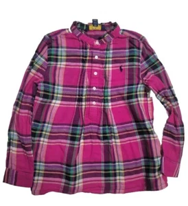 Polo Ralph Lauren Girls Blouse Shirt 6X Pink Plaid Lot Of 2 - Picture 1 of 8