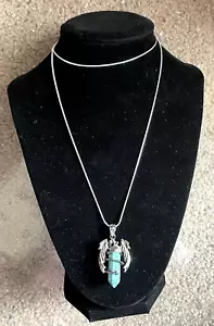 Sterling Silber .925 28" Halskette mit mythischem Drachen Stil Türkis Anhänger - Bild 1 von 5