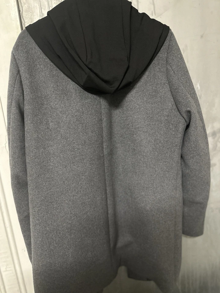 Men Hooded Dress Coat Thermal Business Casual Trench Coat Mid Long Jacket - Image 1 of 4